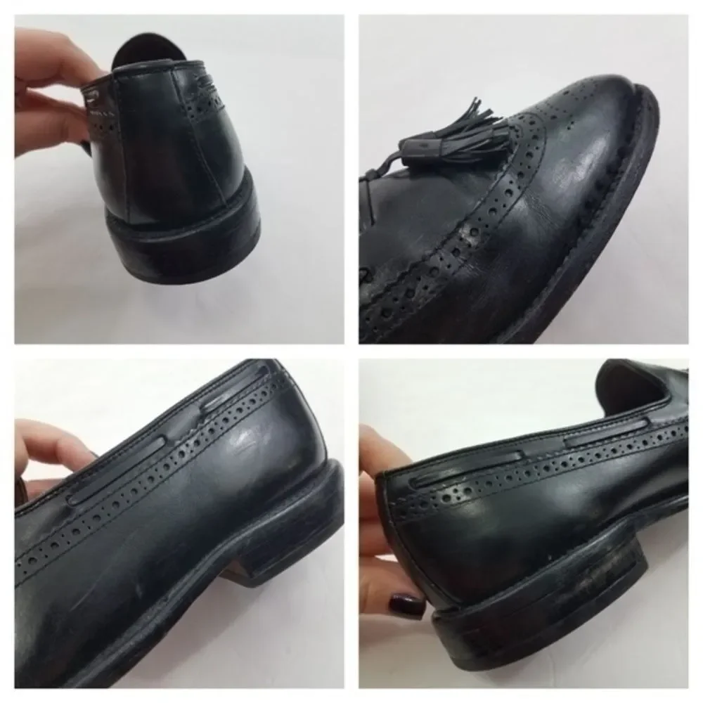 Allen Edmonds Manchester Black Wing Tip Loafer Tassel Leather Shoes Size 9.5 C